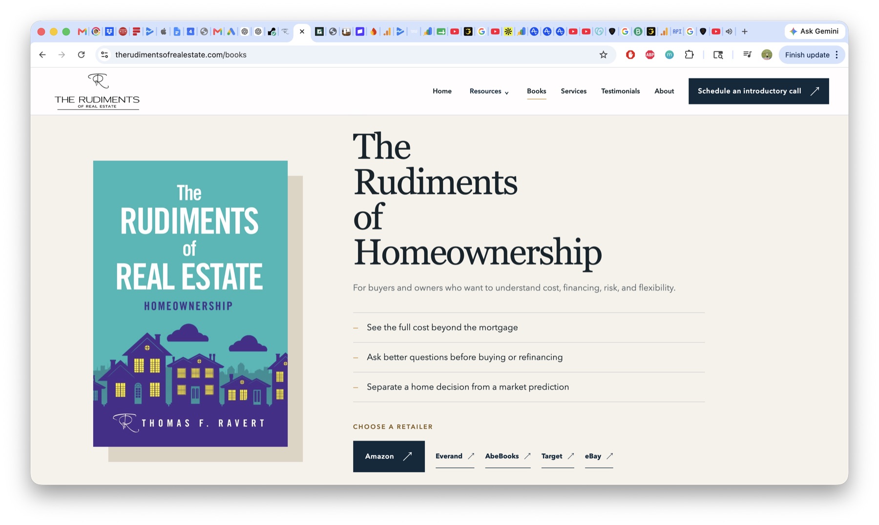 Book page for The Rudiments of Homeownership with direct retailer purchase links